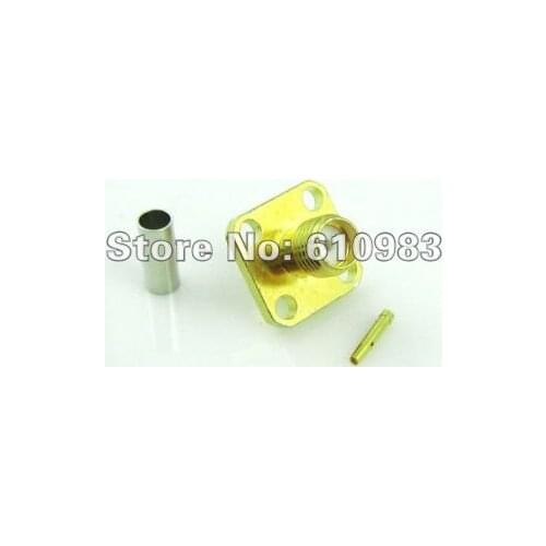 6 pieces/lot) SMA female Jack 4 hole panel mount flange connector crimp for RG174 RG316