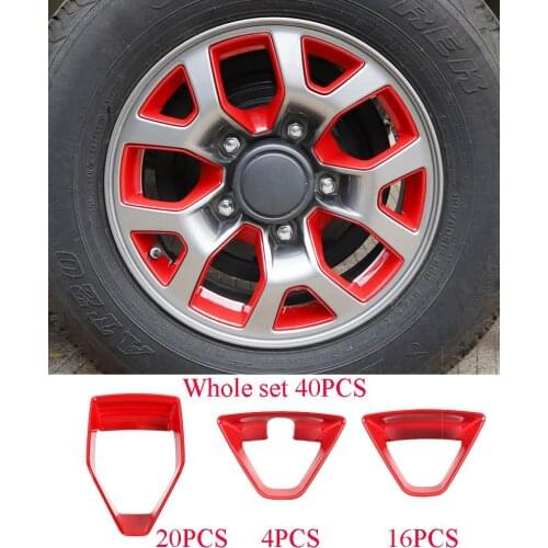 40PCS Full Set Red ABS Exterior Car Wheel Tire Hub Trim For Suzuki Jimny 2019-2020