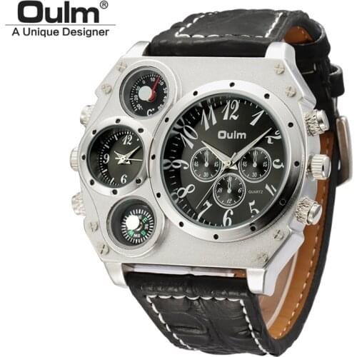 Oulm 1349 Large Big Dial Luxury Mens Sports Watches Male Quartz Watch Leather Strap Wristwatch relogios masculino