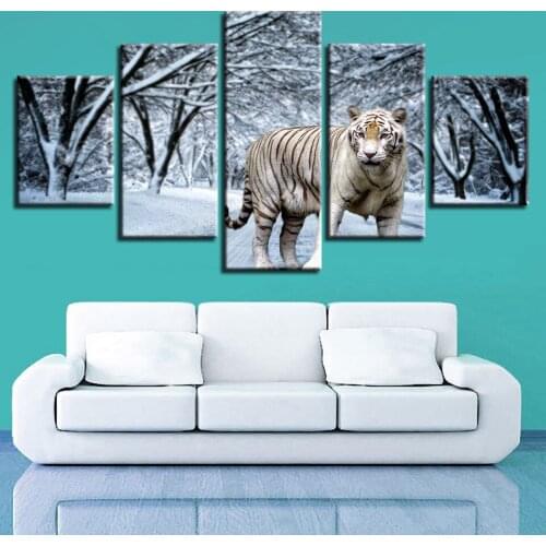 Christmas Snow Forest Animal Tiger Diamond painting 5panel Diamond mosaic Full drill Square embroidery winter home decorZP-585