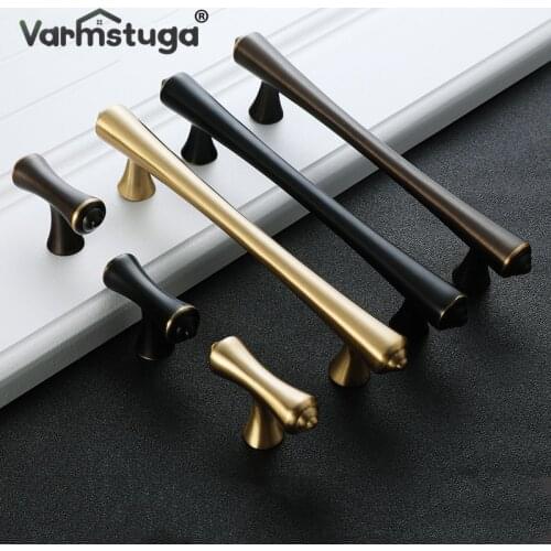 American Pure Copper Door Handle Brass Handle Modern Minimalist Black Gold Nordic Drawer Cabinet All Copper Handle