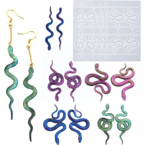 DIY Crystal Epoxy Resin Mold Snake Earrings Silicone Silicone Keychain Mold Mirror Mold Earrings Z2G5
