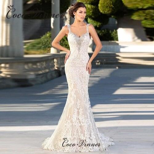 Sexy Backless Lace Mermaid Wedding Dress Europe Style Bride Dresses V neck Embroidery Appliques Custom Made Wedding Gown W0685