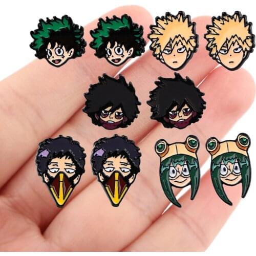DZ2019 Comics Japanese Anime My Hero Academia Piercing Ear Stud Earrings For Womans Enamel Cute Jewelry Earrings Unusual Girls