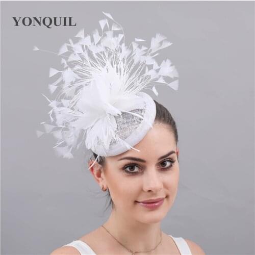 Sinamay Fascinators Chapeau Fashion Feathers Hats Elegant Women Hair Fedora Accessory Ladies Party Tea Race Headwear With Clips