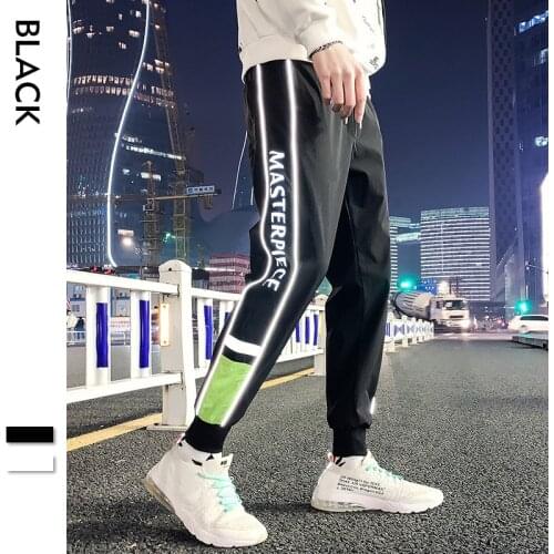 2020 Summer Men Women Letter Print Sweatpant Flash Reflective Pants Joggers Hip Hop Dance Show Party Night Jogger Baggy Trousers