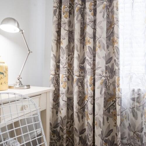 Modern And Simple Curtains For Living Room For Bedroom Flower Patterns Printed Curtain Fabric Sheer Tulle Blackout Curtains