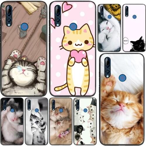 Silicone Cover Sleeping Kitten Cat For Huawei Honor 9 9X 9N 8S 8C 8X 8A V9 8 7S 7A 7C Pro lite Prime Play 3E Phone Case
