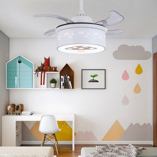 36/42 Inch LED Ceiling Fan Lamp Colorful Childrens Ceiling Fan Lamp Dining Room Bedroom with Lamp LED Ceiling Fan