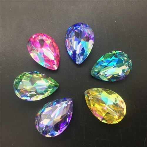 TopStone K9 Glass Droplet Lazer 10x14mm 13X18mm Teardrop Crystal Fancy Stone for Jewelry Making