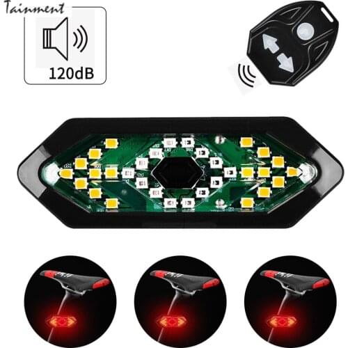 Bicycle Tail Light Remote Control Steering Taillight USB Rechargeable Cycling Night Riding Lamp with Horn Riding Warning Light