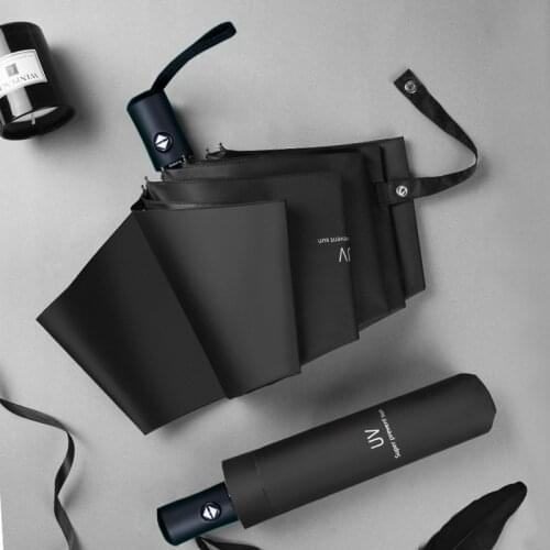 Windproof Folding Automatic Umbrella Rain Women Luxury Anti-UV Black Coating 8K Parasol Gift Umbrellas Rain Corporation