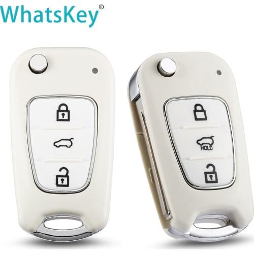 WhatsKey 3 Button White Flip Car Key Shell Case For Kia ceed Rio Picanto Sportage K2 K3 K5 For Hyundai I30 IX35 Auto Key Housing