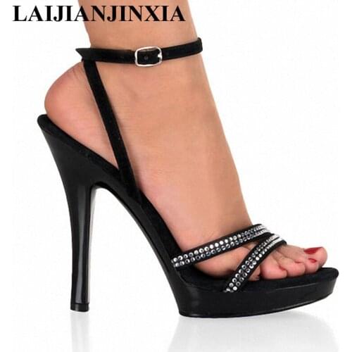 LAIJIANJINXIA Rhinestone wedding/bride shoes woman 2018 summer zapatos mujer 13cm Super High Sandals 2cm Platform Plus:35-45 46