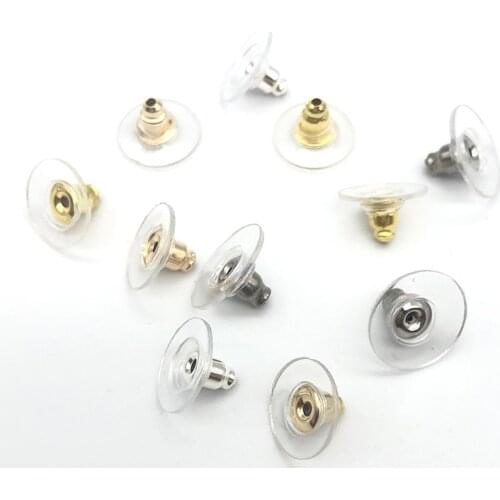 100pcs/lot Stainless steel Bullet Earring Back Plugging Blocked Rubber Back DIY Earrings Jewelry Making Accessories Supplier