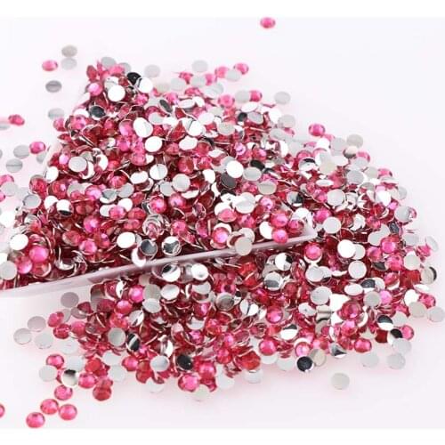 Light Rose Red 10000pcs 2mm/3mm/4mm/5mm Round Resin Flatback Rhinestones For DIY Nail Art/Jewelry Decoration