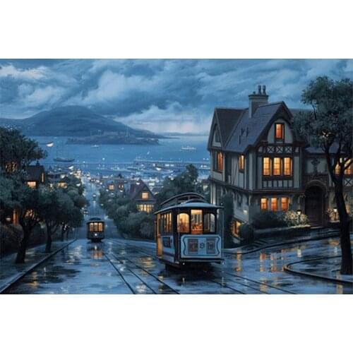 MM 14/16/18/28 CROSS STITCH Full Round Drill 5D DIY Diamond Painting " L4294 Scenic Town" 3D Embroidery Cross Stitch Home Decor