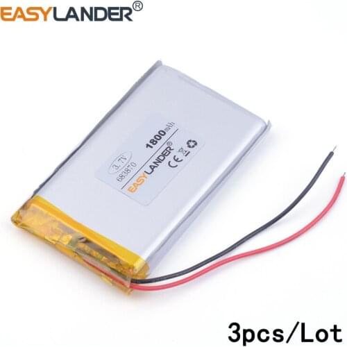 3pcs /Lot 1800mAh 683870 3.7v lithium Li ion polymer rechargeable battery For Mp3 MP4 MP5 GPS PSP mobile bluetooth andorid phone