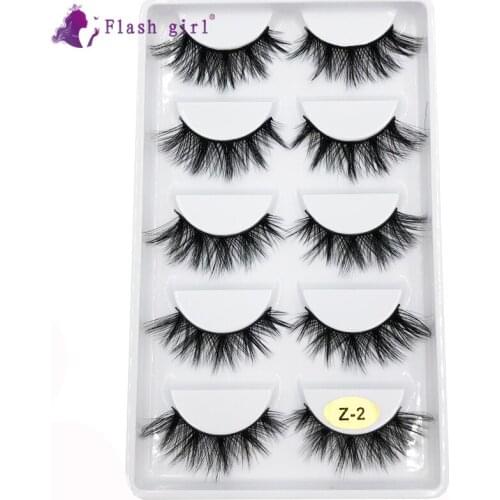 Flash Girl 3D Mink Natural Slender Eyelash 5 Pairs Colorful Eyelash Makeup Custom Eyelash Packaging