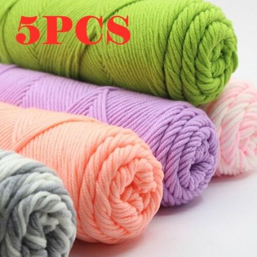 5pcs (450g/Lot)Lovely Creative Natural Soft Long Stapled Cotton Thick Yarn For Knitting Baby Wool Crochet Yarn Weave Thread