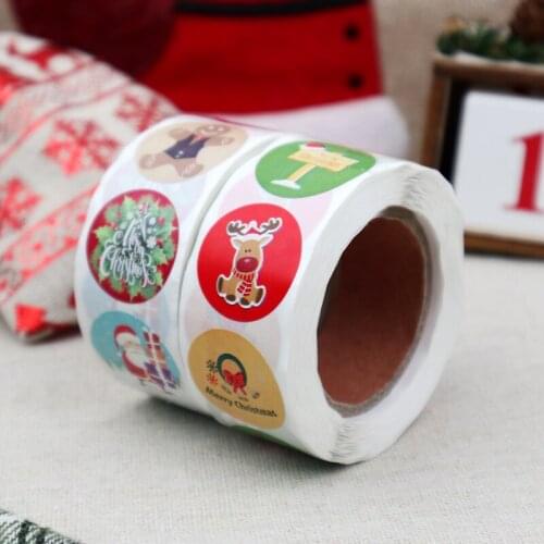 500pcs Merry Christmas Stickers Christmas Tree Elk Candy Bag Sealing Sticker Christmas Gifts Box Tags For New Year Xmas Ornament