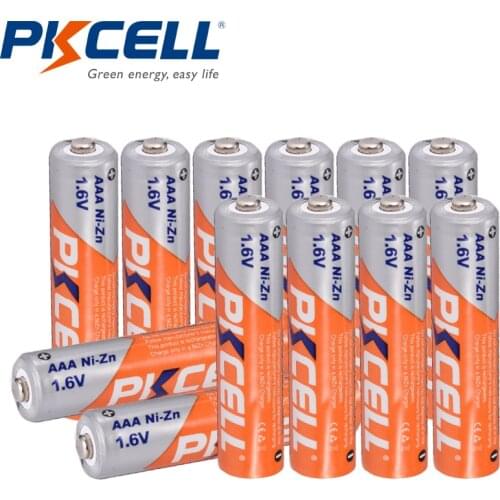 12Pcs PKCELL AAA 1.6V 900mWh Ni-Zn AAA Rechargeable Battery Batteries 3a nizn aaa batteries For Microphone, Wireless Keyboard