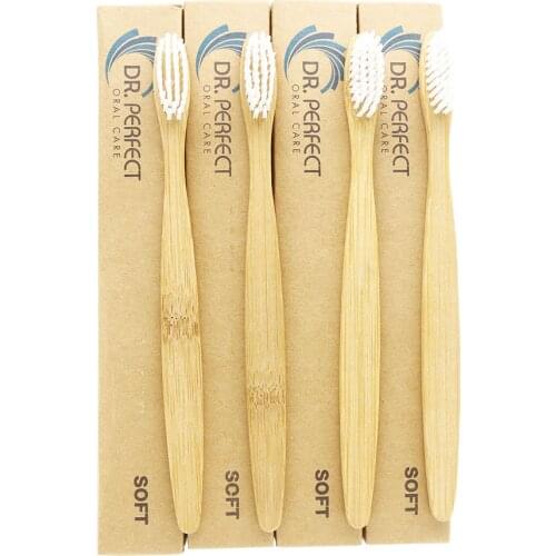 DR.PERFECT 100 Pieces/lot bamboo dental Care Soft Bristle Eco friendly wooden Bamboo Toothbrush tongue scraper daily use
