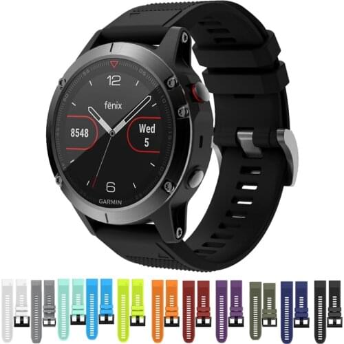 Soft Silicone Watch Strap Bracelet Sports Band 20mm 22mm 26mm Width Replacement Watch Band for Garmin Fenix 3 5 5s 5x 6 6s 6x