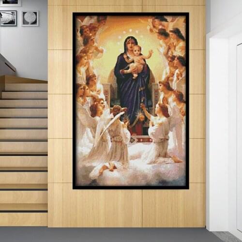 The Virgin Mary and her son painting embroidery Needlework set bordado punto de cruz religion crossing counted Cross Stitch Kits