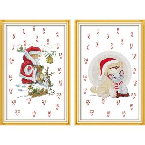 Joy Sunday Santa Claus Calendar Cross Stitch Kit Christmas Decorations for Home Dmc Counted Needlework Set Chinese Handmade Gift