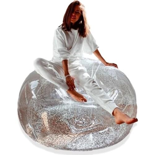 Inflatable Sofa Giant Silvery Glitter Chairs Room Puff Sofa Bed Lazy Sofa Lesuire Home Living Room Bedroom Patio Furniture