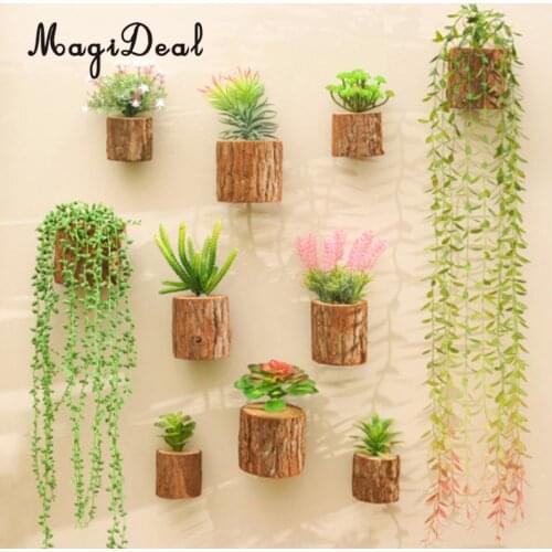 Wall Hanging Decoration - Wooden Stump Bonsai- Artificial Succulent Plants TV Wall Living Room Decor