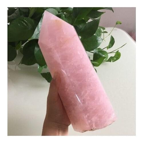 300-800g Natural Pink Rose Quartz Crystal Obelisk Wand Point Healing