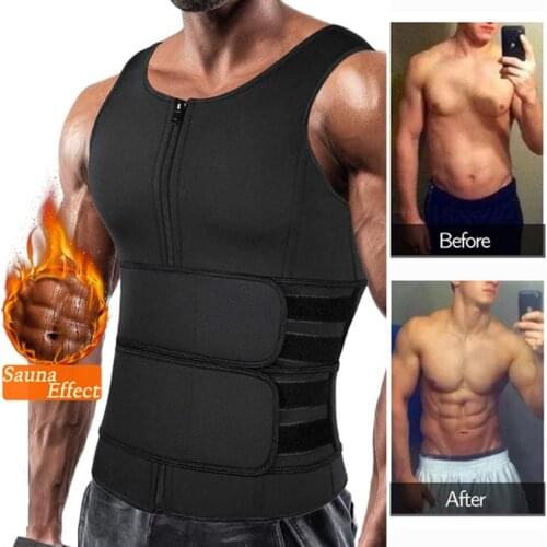 Sauna Vest for Men Neoprene Sweat Vest Waist Trainer Tank Top Body Shaper Zipper Corset Compression Workout Shirt Shapewear