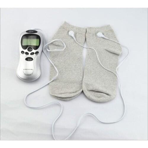 TENS,5pair Electrode socks Silver fiber socks,care physical therapy socks,promote the blood circulation,Foot massage socks+cable