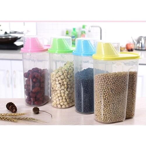 1PC Plastic Food Storage Containers Kitchen Accessories Candy Container For Food Grain With Cover Kitchen Storage Box OK 0346