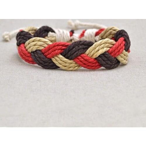 Handmade Braided Rope Bracelet For Men Women 3 Color Red & Black Cotton And Linen Blended Rope Jewelry Casual & Freedom Fashion
