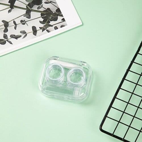 M17D Portable Mini Clear Flip Top Contact Lens Case Travel Kit Stylish Simple Soak Storage Container Holder with Empty Bottle
