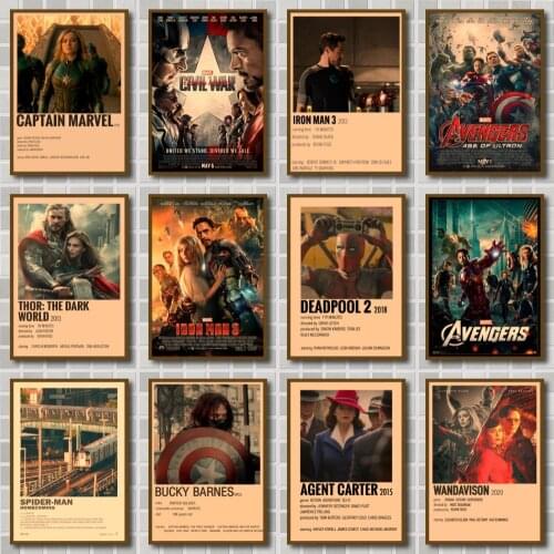Marvel Polaroid Style Posters Krafe Paper Prints Art Retro Painting Home Decor Wall Stickers For Kid Room II