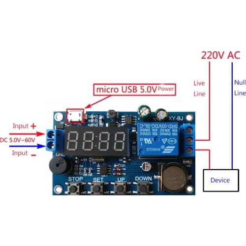 Real time relay timing and clock synchronization / time control / 24 h delay timing 5 time periods