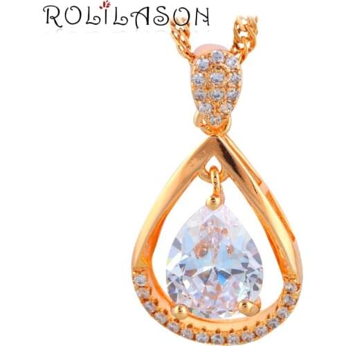 ROLILASON Gold Tone White Zircon Pendant Lowest Price High Quality Fashion Jewelry LNS631 for Lover