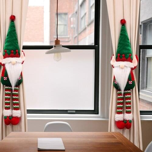 Christmas Rudolph Doll Curtain Button Xmas Room Decoration Elves Couple Doll Curtains Buckle Home Decor Christmas Ornament