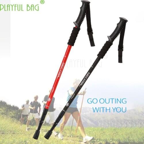 Straight-handled climbing rod Inner lock Climbing Stick three telescopic sticks shock absorber carbon steel tip 6061 ZK07