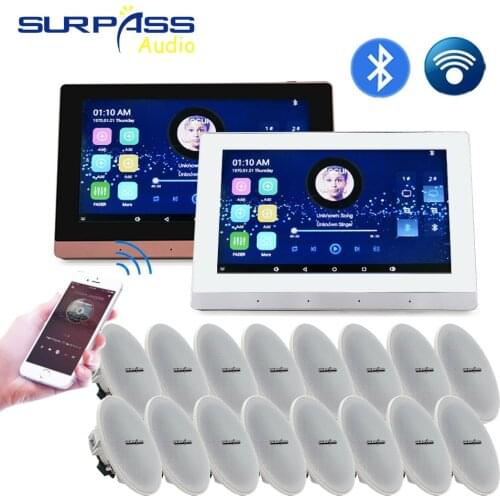 Touch Screen Bluetooth WiFi In Wall Android Amplifier Stereo PA Ceiling Speaker Smart Background Music Audio Home Theater System
