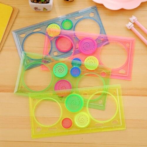 4 Colors Clear Plastic Drawings Templates Measuring Ruler Circle Template Geometric Rulers for School and Office Supplies