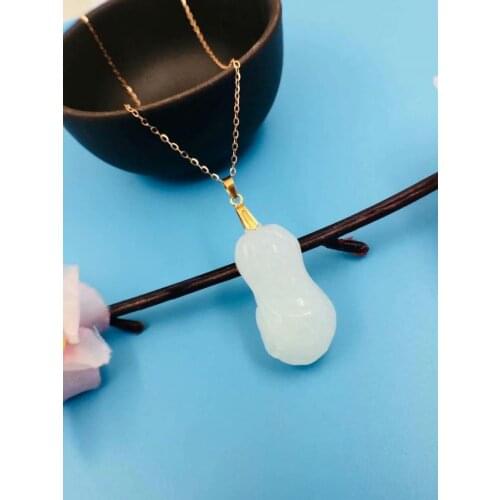 SHILOVEM 18k yellow gold real Natural white Jasper pendants classic fine Jewelry women wedding no send necklace new yzz101005hby