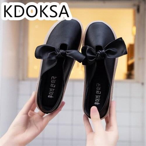 Bow Knot Small Single Shoes For Women Spring 2021 New Web Celebrity Retro Womens Flat Lazy Beanie Shoes