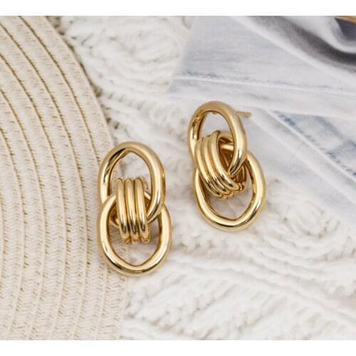 FNIO Fashion Vintage Earrings For Women Big Geometric Statement Gold Metal Drop Earrings 2020 Trendy Earings Jewelry Accessories