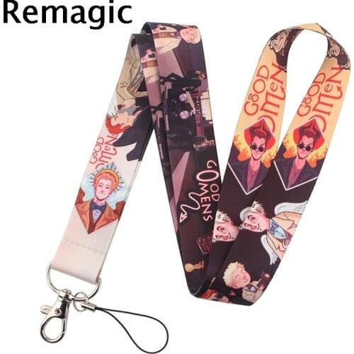 20pcsGood Omens Lanyard for Keys Phone Cool Neck Strap Lanyard for Camera Whistle ID Badge Cute webbings ribbons Gifts