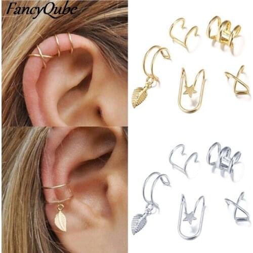 5pcs/set Ear Cuff Clip On Earrings Fake Cartilage Earring For Women Men Clip Earrings Without Piercing